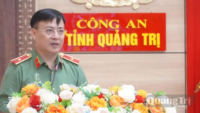 Đồng chí Thiếu tướng Nguyễn Thanh Liêm, Giám đốc Công an tỉnh phát biểu khai mạc hội nghị - Ảnh: N.M