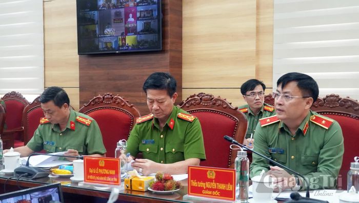 Các đồng chí lãnh đạo Công an tỉnh tham dự hội nghị - Ảnh: N.M