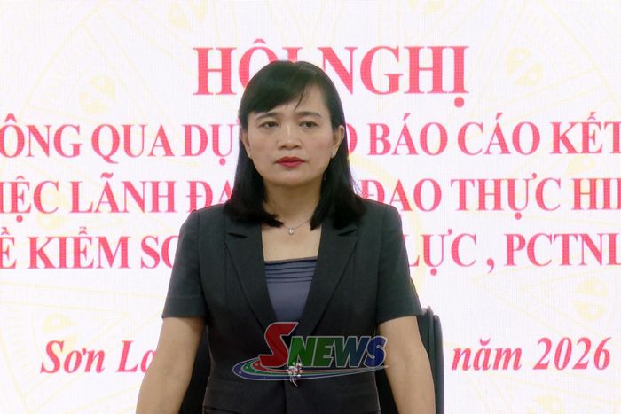 Đồng chí Lường Thị Vân Anh, Ủy viên BTV Tỉnh ủy, Trưởng Ban Nội chính Tỉnh ủy, phát biểu chỉ đạo tại hội nghị.