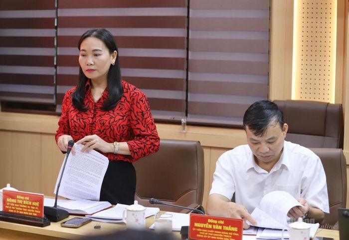 Phó Bí thư Thường trực Đảng uỷ UBND tỉnh Nông Thị Bích Huệ đề nghị Đoàn kiểm tra, giám sát ghi nhận thêm một số kết quả của Đảng uỷ.