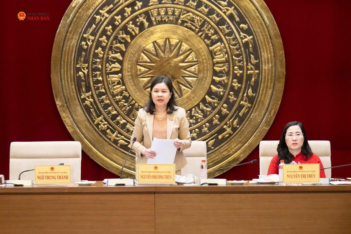 Phó Chủ nhiệm Ủy ban Pháp luật và Tư pháp Nguyễn Phương Thủy phát biểu kết luận phiên họp