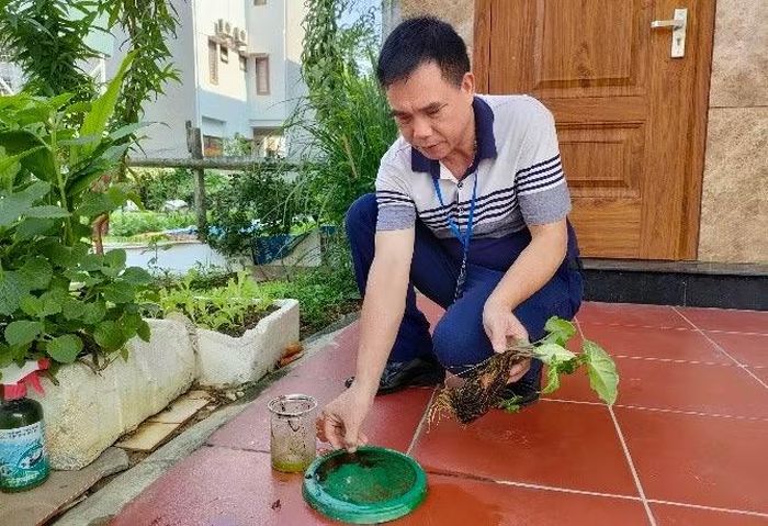Thường xuyên thay nước tại các dụng cụ chứa nước để phòng muỗi sốt xuất huyết vào đẻ trứng.