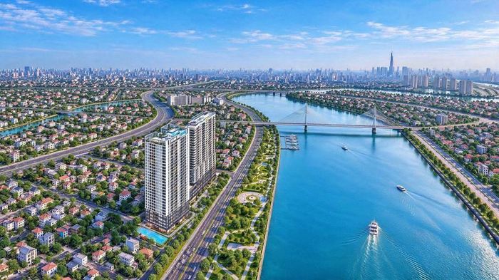 Phối cảnh dự án Serena Riverside tọa lạc cách bờ sông Sài Gòn 200m, với 100% căn hộ sở hữu tầm nhìn rộng thoáng.