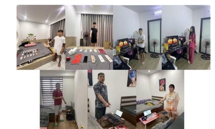 Một số đối tượng bị bắt giữ trong đường dây lừa đảo vừa bị triệt phá - Ảnh: Công an thành phố Quảng Ninh