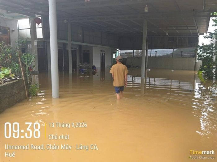 Mưa lớn gây ngập lụt tại xã Chân Mây Lăng Cô, Tp. Huế