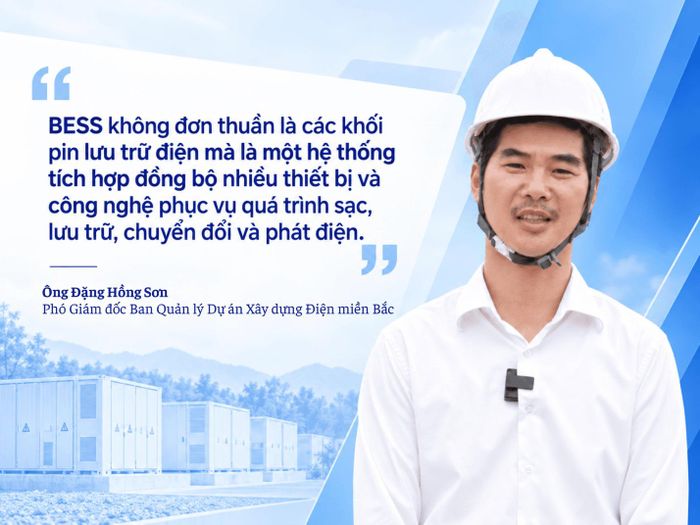 Ông Đặng Hồng Sơn, Phó Giám đốc Ban Quản lý Dự án Xây dựng Điện miền Bắc trao đổi về công nghệ và yêu cầu kỹ thuật trong triển khai hệ thống BESS.