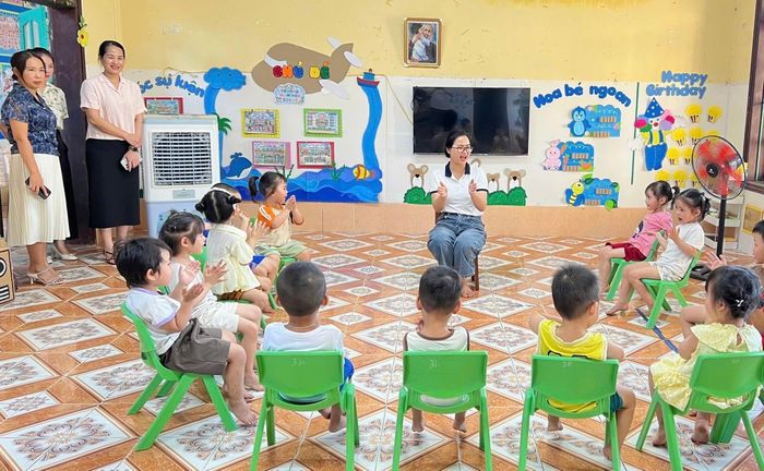 Một tiết học tại Phân hiệu Hiệp Lực, thuộc trường Mầm non Ninh Giang. Ảnh: MN NG.
