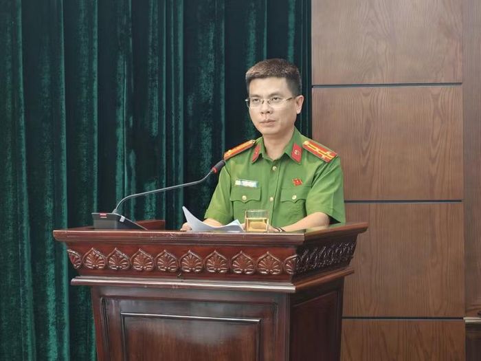 Thượng tá Nguyễn Thế Nhật - Phó Trưởng phòng Cảnh sát điều tra tội phạm về ma túy quán triệt thí điểm chấm điểm và điều hành thảo luận
