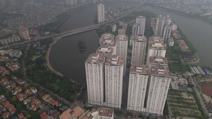Các toà chung cư HH Linh Đàm nhìn từ trên cao. Ảnh: LK