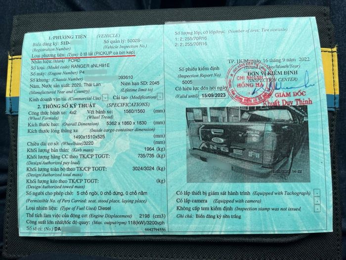  Thông tin đăng ký "ôtô tải pickup cabin kép" từng gây xôn xao cộng đồng người dùng bán tải ở Việt Nam. Ảnh: Đ.V. 