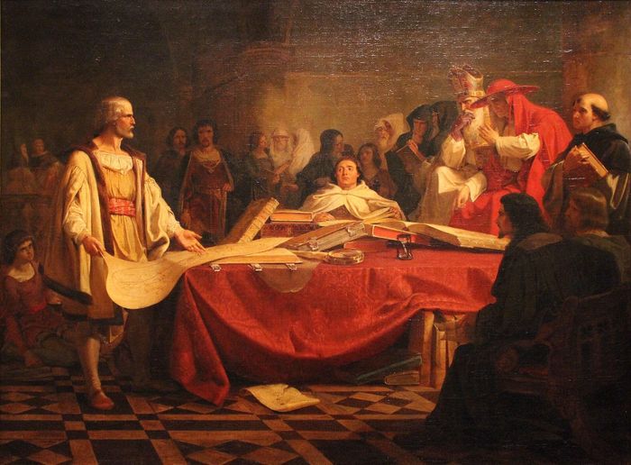 Tranh Christopher Columbus trước hội đồng Salamanca của họa sĩ Emanuel Leutze. Ảnh: Wikicommons.