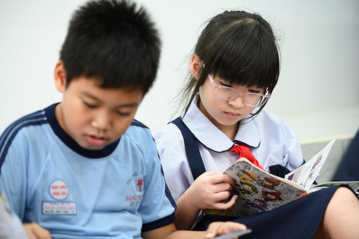 Học sinh trường Tiểu học Đặng Trần Côn (phường Vĩnh Hội, TP.HCM). Ảnh: Hoài Bảo.