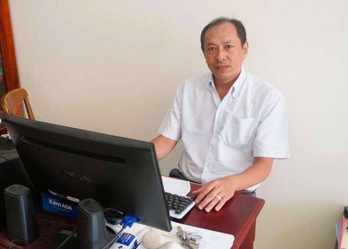 Ông Trình Thiết Kế, Chủ tịch Hội Cựu chiến binh xã, với 26 lần tham gia hiến máu tình nguyện