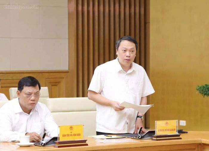 Thứ trưởng Bộ Văn hoá, Thể thao và Du lịch Nguyễn Huy Dũng phát biểu tại Hội nghị - Ảnh: chinhphu.vn/Gia Huy