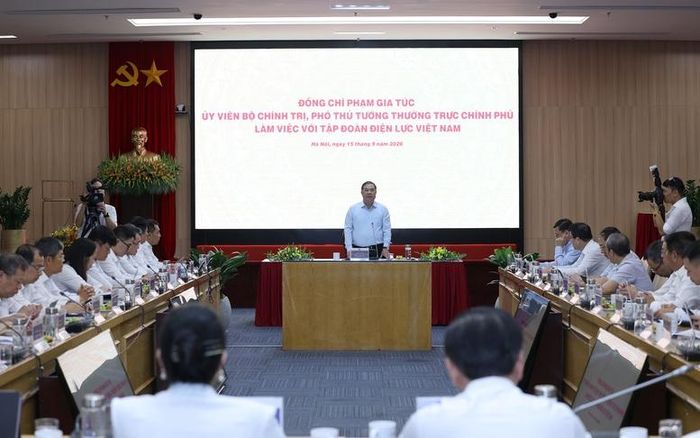 Phó Thủ tướng Thường trực đề nghị EVN xác định xây dựng Tập đoàn trở thành doanh nghiệp nhà nước mạnh, quy mô lớn, năng lực cạnh tranh cao là mục tiêu chiến lược, xuyên suốt - Ảnh: chinhphu.vn/Phương Nguyên