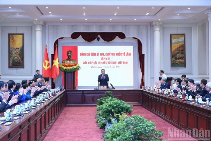Tổng Bí thư, Chủ tịch nước Tô Lâm chủ trì gặp mặt đại biểu Ban Chấp hành Liên hiệp các tổ chức hữu nghị Việt Nam khóa VII.