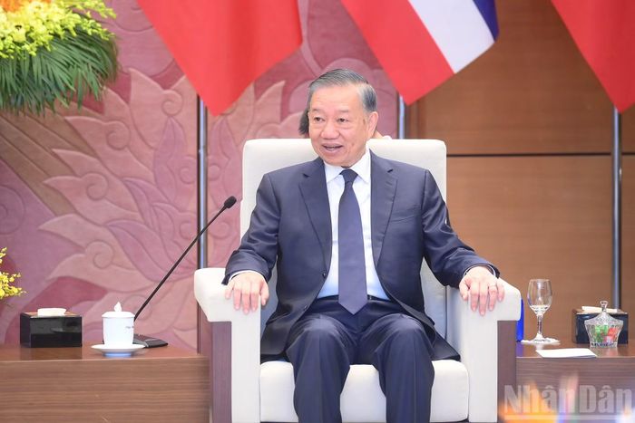 Tổng Bí thư, Chủ tịch nước Tô Lâm phát biểu tại hội đàm với Nhà vua Thái Lan Maha Vajiralongkorn Phra Vajiraklaochaoyuhua.