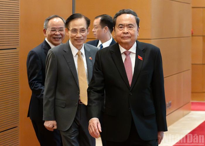 Chủ tịch Quốc hội Trần Thanh Mẫn tới dự hội kiến.