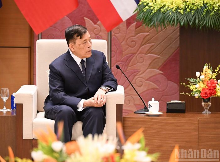 Nhà vua Vương quốc Thái Lan Maha Vajiralongkorn Phra Vajiraklaochaoyuhua phát biểu tại hội kiến. (Ảnh TRẦN HẢI)