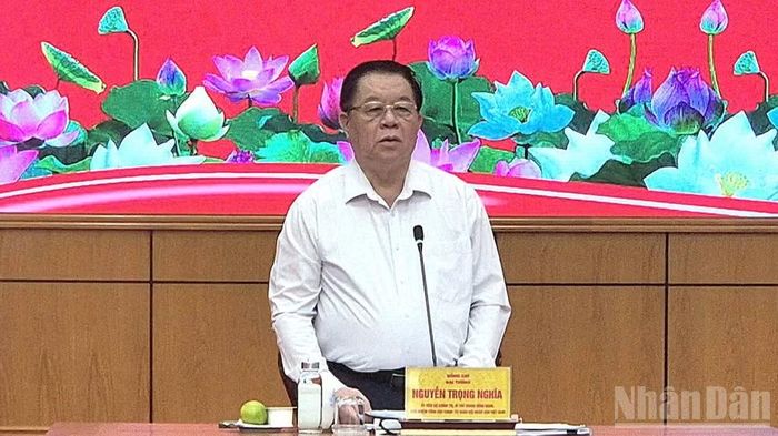 Đại tướng Nguyễn Trọng Nghĩa, Ủy viên Bộ Chính trị, Bí thư Trung ương Đảng, Chủ nhiệm Tổng cục Chính trị Quân đội nhân dân Việt Nam, phát biểu kết luận. (Ảnh: THANH PHONG)