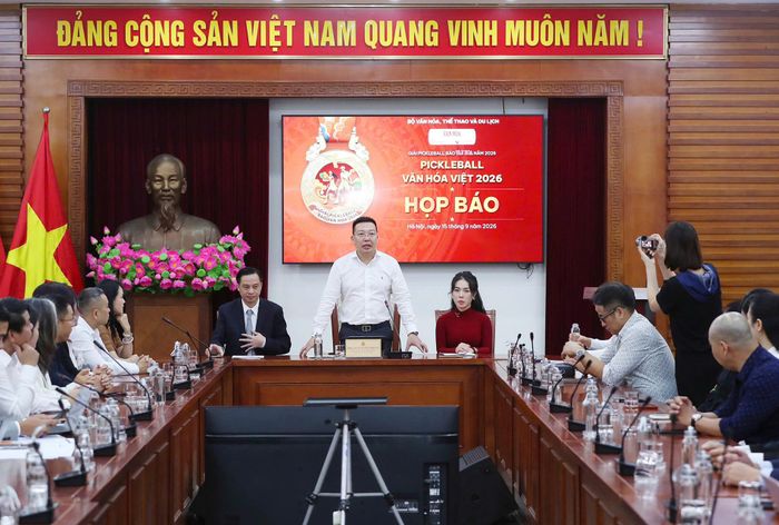 Quang cảnh họp báo Giải Pickleball Văn hóa Việt 2026. Ảnh: TRẦN HUẤN