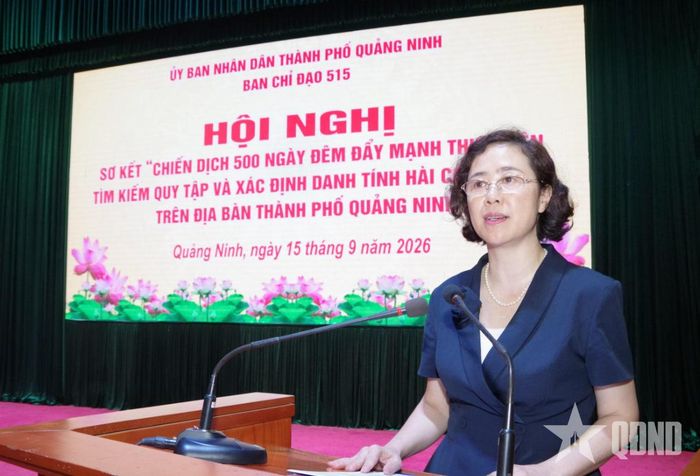  Đồng chí Vũ Thị Mai Anh, Phó chủ tịch UBND thành phố, Trưởng ban Chỉ đạo 515 thành phố Quảng Ninh phát biểu kết luận hội nghị.