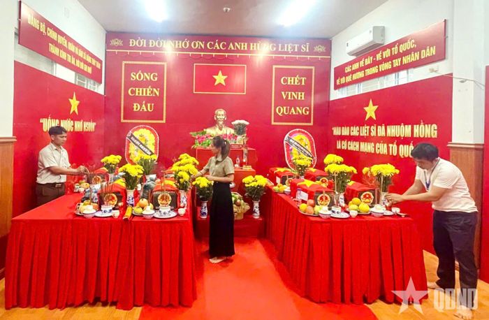   9 hài cốt được tìm kiếm, quy tập được đưa về nhà chờ của xã Đặng Thuỳ Trâm thờ cúng trang nghiêm. 
