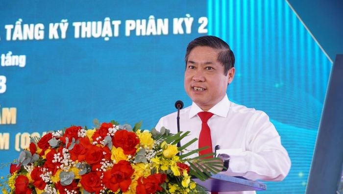 Đồng chí Phan Thái Bình - Ủy viên Ban Thường vụ Thành ủy, Phó Chủ tịch UBND thành phố Đà Nẵng, phát biểu chỉ đạo tại lễ khởi công dự án thuộc Khu kinh tế mở Chu Lai.