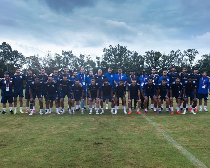 U23 Kuwait tập luyện ở buổi cuối cùng trước trận gặp U23 Việt Nam với 20 cầu thủ. ẢNH: KFA