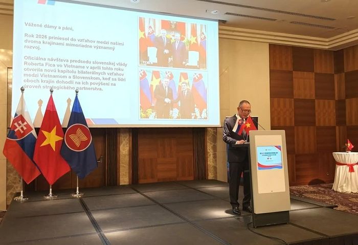 Đại sứ Việt Nam tại Slovakia Phạm Trường Giang phát biểu tại Lễ kỷ niệm. (Nguồn: Đại sứ quán Việt Nam tại Slovakia)
