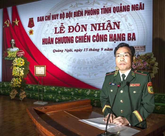 Thiếu tướng Vũ Quốc Ân, Phó Chính ủy Bộ đội Biên phòng phát biểu chỉ đạo. Ảnh: Lê Văn Chương.