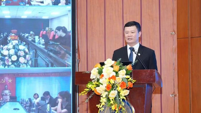Phó Chánh Văn phòng Bộ Khoa học và Công nghệ Đỗ Đình Rô phát biểu tại Hội thảo. Ảnh: Bộ Khoa học và Công nghệ.