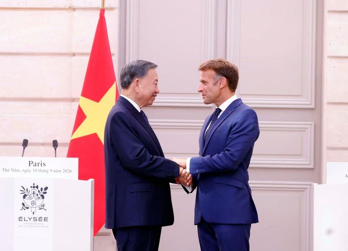 Tổng Bí thư, Chủ tịch nước Tô Lâm và Tổng thống Pháp Emmanuel Macron ngày 10/9. (Ảnh: TTXVN)