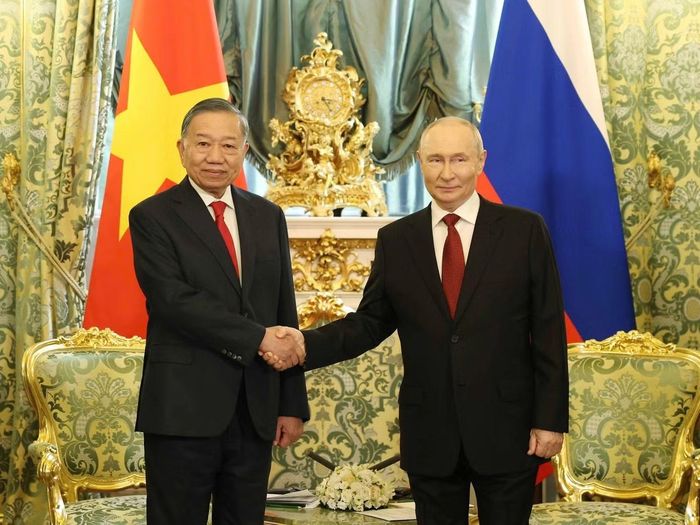 Tổng Bí thư, Chủ tịch nước Tô Lâm và Tổng thống Nga Vladimir Putin ngày 9/9. (Ảnh: TTXVN)