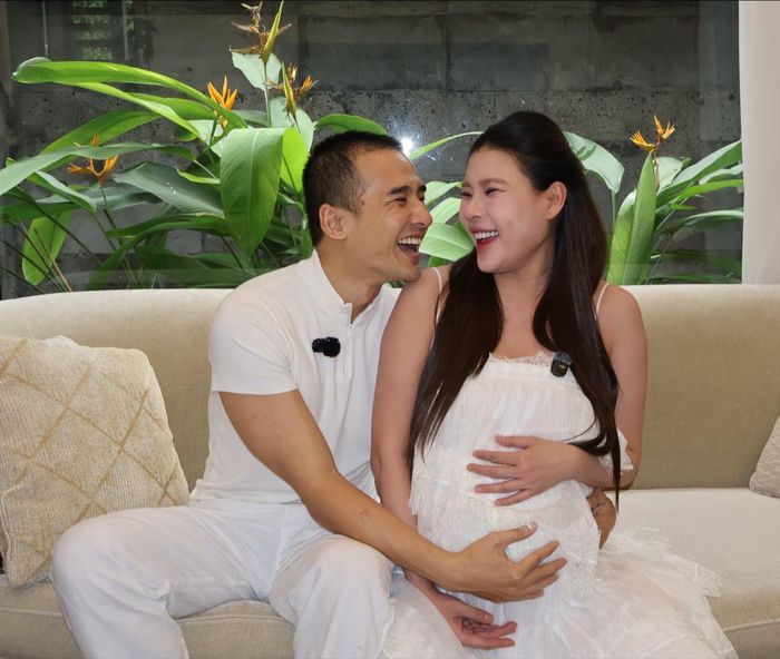 Vợ chồng Thúy Diễm - Lương Thế Thành chụp ảnh kỷ niệm những ngày mang thai con thứ 2.