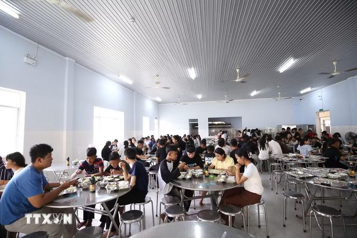 Các trường học tại Tây Ninh từng bước ổn định tổ chức, bảo đảm các hoạt động chăm sóc, nuôi dưỡng học sinh, trong đó có tổ chức suất ăn bán trú, nội trú. (Ảnh: Giang Phương/TTXVN)