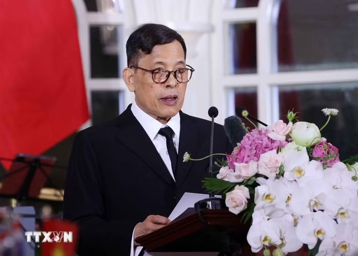 Nhà vua Thái Lan Maha Vajiralongkorn Phra Vajiraklaochaoyuhua phát biểu. (Ảnh: Văn Điệp/TTXVN)