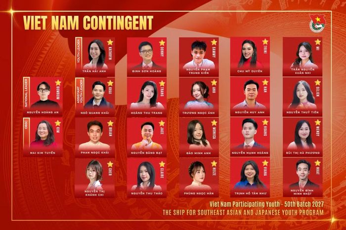 Đoàn Đại biểu Thanh niên Việt Nam tham dự chương trình Tàu Thanh niên Đông Nam Á - Nhật Bản (SSEAYP) 2027 với đội hình 22 thành viên.