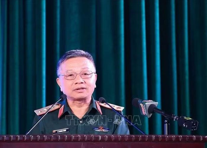 Thượng tướng Lê Quang Minh, Phó Chủ nhiệm Tổng cục Chính trị Quân đội nhân dân Việt Nam phát biểu. Ảnh: Tuấn Anh/TTXVN