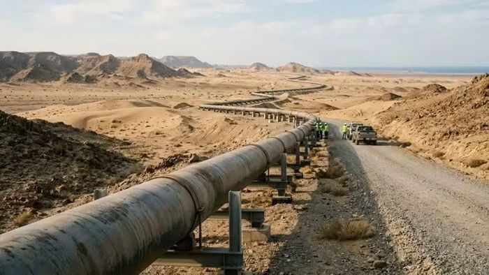 Tuyến đường ống dài tới 1.200km chạy qua sa mạc, dễ bị tấn công phá hoại. Ảnh: Reuters.
