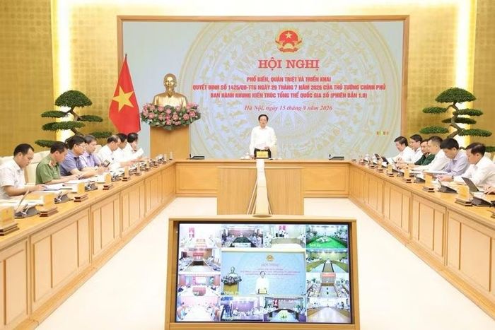 Toàn cảnh hội nghị phổ biến, quán triệt và triển khai quyết định ban hành Khung kiến trúc tổng thể quốc gia số (phiên bản 1.0). Ảnh: Bộ KHCN.