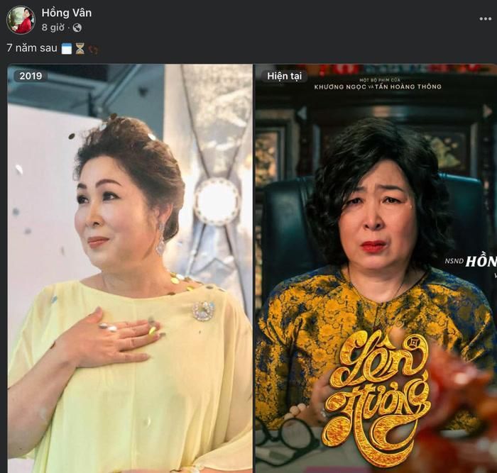NSND Hồng Vân khiến khán giả thích thú khi chia sẻ hình ảnh của 7 năm trước và hiện tại trên trang cá nhân. Ảnh: FBNV