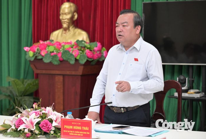 Phó Bí thư Tỉnh ủy, Trưởng đoàn đại biểu Quốc hội tỉnh Phạm Hùng Thái phát biểu kết luận buổi giám sát. Ảnh: Kiên Định.