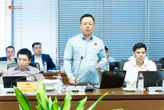 Ông Trần Thanh Hà - Phó Trưởng đoàn chuyên trách Đoàn đại biểu Quốc hội TP. Hà Nội phát biểu ý kiến tại phiên họp. Ảnh: Hồ Long