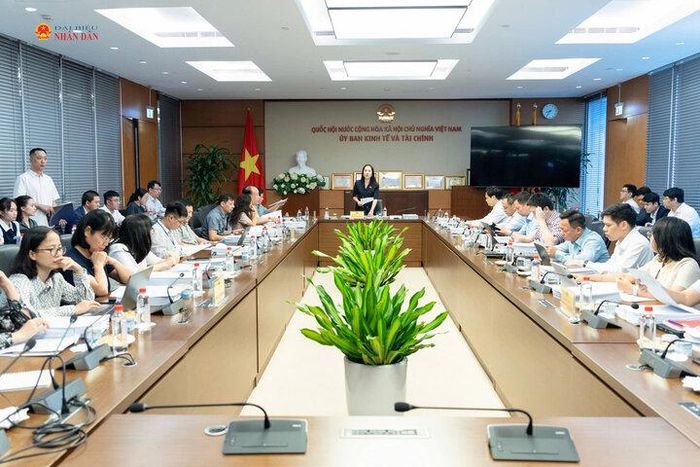 Toàn cảnh phiên họp thẩm tra sơ bộ dự án Luật Giao dịch hàng hóa phái sinh. Ảnh: Hồ Long