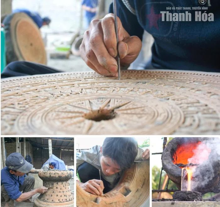Để một chiếc trống đồng ra đời, người thợ phải đi qua nhiều công đoạn, như: tạo mẫu, làm khuôn, pha hợp kim, rót đồng, hoàn thiện. Mỗi công đoạn đòi hỏi sự cẩn trọng, bởi chỉ một sai lệch nhỏ cũng có thể ảnh hưởng đến hình dáng, âm thanh và hoa văn của chiếc trống.