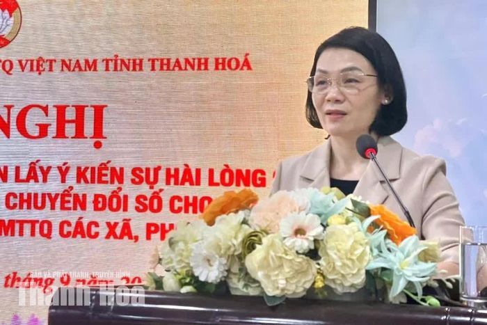 Phó Chủ tịch Thường trực Ủy ban MTTQ tỉnh Đỗ Thị Toán phát biểu kết luận hội nghị.