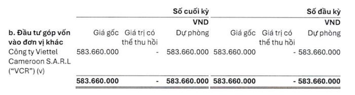 Theo BCTC của VGI ghi nhận khoản đầu tư vào VCR.