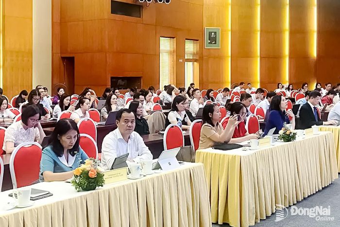 Phó Giám đốc Sở Khoa học và Công nghệ Đồng Nai Nguyễn Thanh Phong (hàng đầu, thứ 2 từ trái sang) tham dự hội thảo. Ảnh: CTV