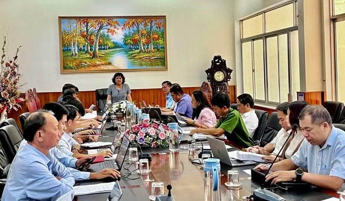  Trưởng Ban Pháp chế HĐND tỉnh Đinh Ly An phát biểu tại buổi làm việc với Sở Nông nghiệp và Môi trường. Ảnh: Hoàng Vũ 